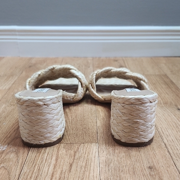 STEVE MADDEN Corak braided natural rafia upper block heel slide sandals - Picture 5 of 9